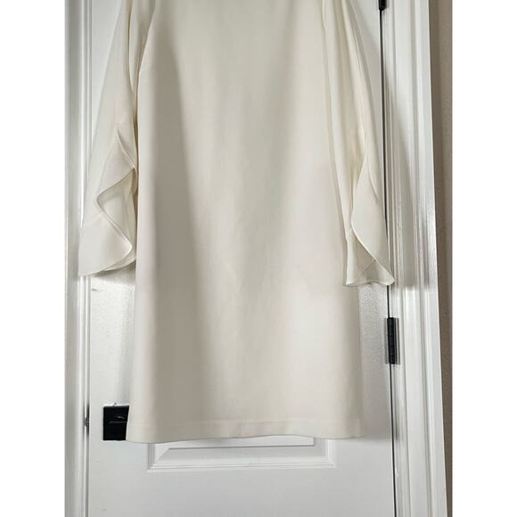 Lafayette 148 Emery Ruffle Cuff Shift Dress Off White Size Large - Picture 6 of 14